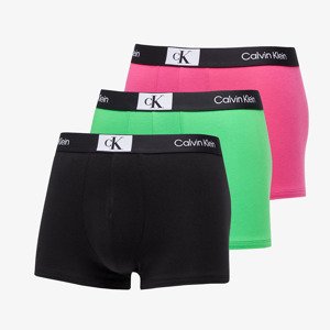 Boxerky Calvin Klein 96 Cotton Stretch Trunk 3-Pack Island Green/ Black/ Fuschia Rose M