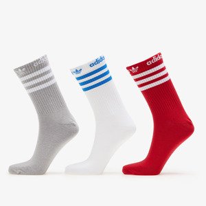 Ponožky adidas Adicolor Crew Socks 3-Pack Mgh Solid Grey/ White/ Better Scarlet M