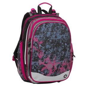 Bagmaster ELEMENT 8 A školní batoh - růžový s květinami růžová 27 l 170509