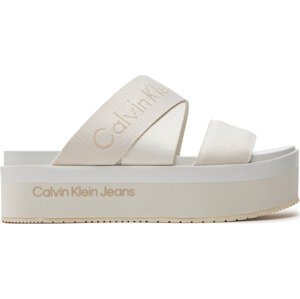 Nazouváky Calvin Klein Jeans Flatform Sandal Webbing In Mr YW0YW01361 Bílá