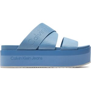 Nazouváky Calvin Klein Jeans Flatform Sandal Webbing In Mr YW0YW01361 Modrá