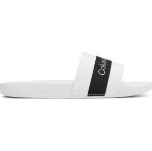 Nazouváky Calvin Klein Jeans Slide Printed Logo Web YW0YW01244 Bright White/Black/Lavender YBR