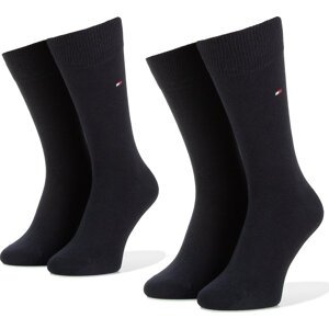 Sada 2 párů vysokých ponožek unisex Tommy Hilfiger 371111 Tmavomodrá