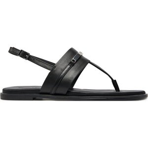 Sandály Calvin Klein Flat Tp Sandal Metal Bar Lth HW0HW02031 Černá