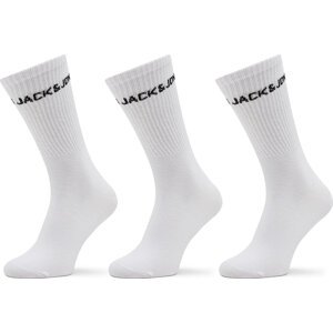 Sada 3 párů pánských vysokých ponožek Jack&Jones Melvin 12260083 Bílá