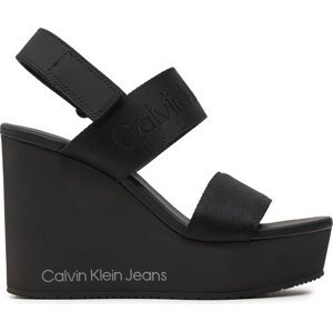 Sandály Calvin Klein Jeans Wedge Sandal Webbing In Mtl YW0YW01479 Černá