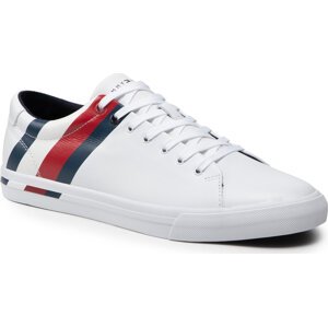 Sneakersy Tommy Hilfiger Corporate Stripes Leather Vulc FM0FM04003 White YBR