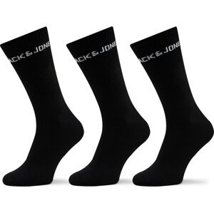 Sada 3 párů pánských vysokých ponožek Jack&Jones Melvin 12260083 Černá