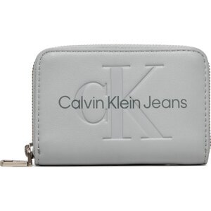 Malá dámská peněženka Calvin Klein Jeans Sculpted Med Zip Around Mono K60K612255 Šedá