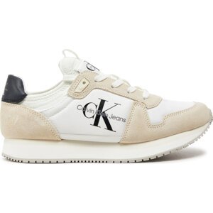 Sneakersy Calvin Klein Jeans Runner Sock Laceup Ny-Lth Wn YW0YW00840 Bílá