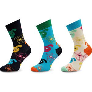 Sada 3 párů vysokých ponožek unisex Happy Socks XDOG08-0150 Barevná