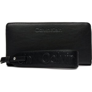 Velká dámská peněženka Calvin Klein Gracie Wallet W/Strap Lg K60K611388 Černá