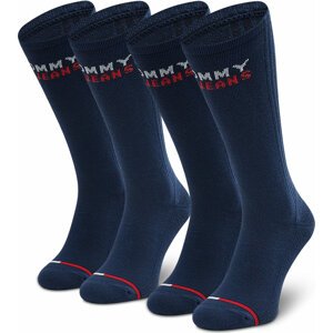 Sada 2 párů vysokých ponožek unisex Tommy Jeans 701218957 Navy 002