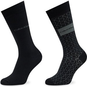Sada 2 párů pánských vysokých ponožek Calvin Klein 701224111 Black 001
