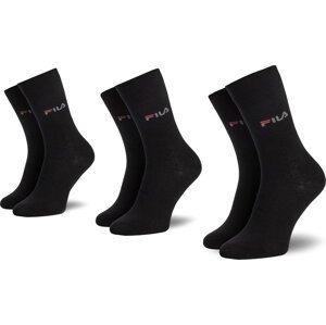 Sada 3 párů vysokých ponožek unisex Fila Calze F9630 Black 200