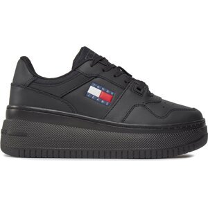 Sneakersy Tommy Jeans Tjw Retro Basket Flatform Ess EN0EN02506 Triple Black BDS