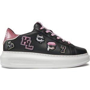Sneakersy KARL LAGERFELD KL62574 Black Lthr W/Pink
