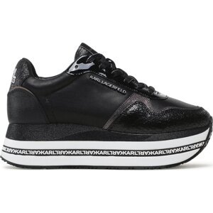 Sneakersy KARL LAGERFELD KL64921 Black Lthr & Suede Mono