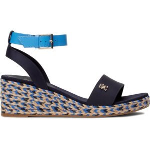 Espadrilky Tommy Hilfiger Colorful Wedge Satin Sandal FW0FW07913 Tmavomodrá