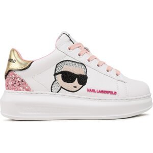 Sneakersy KARL LAGERFELD KL62570N White Lthr W/Pink