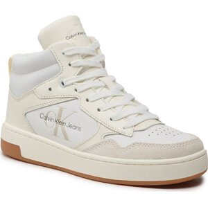 Sneakersy Calvin Klein Jeans Basket Cupsole Mid Leather YW0YW00877 Ivory/Bright White 02X